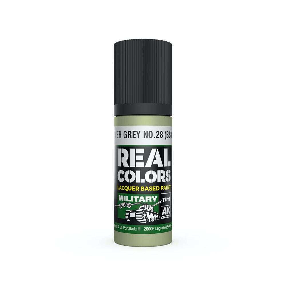 AK Interactive RC866 Real Colors Silver Grey No.28 BS381 17ml Lacquer Paint