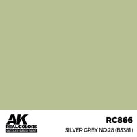 AK Interactive RC866 Real Colors Silver Grey No.28 BS381 17ml Lacquer Paint