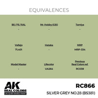 AK Interactive RC866 Real Colors Silver Grey No.28 BS381 17ml Lacquer Paint