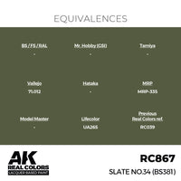 AK Interactive RC867 Real Colors Slate No.34 BS381 17ml Lacquer Paint