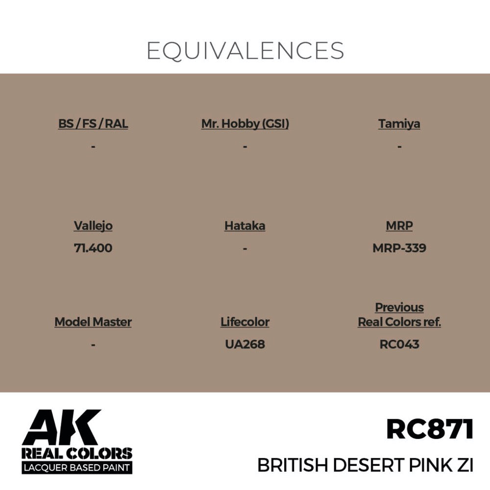 AK Interactive RC871 Real Colors Bristish Desert Pink ZI 17ml Lacquer Paint