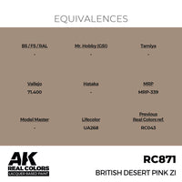 AK Interactive RC871 Real Colors Bristish Desert Pink ZI 17ml Lacquer Paint