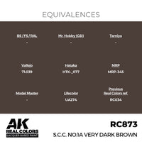 AK Interactive RC873 Real Colors S.C.C. No.1A Very Dark Brown 17ml Lacquer Paint