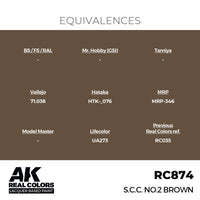 AK Interactive RC874 Real Colors S.C.C. No.2 Brown 17ml Lacquer Paint