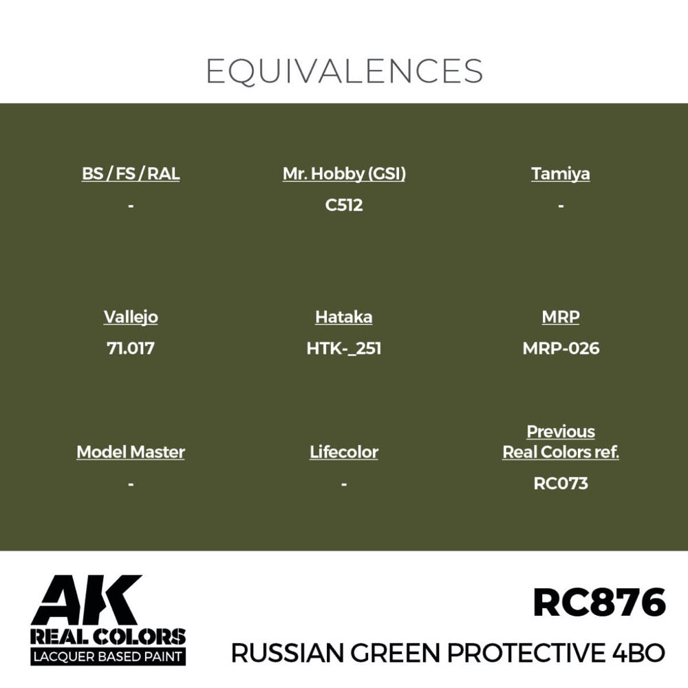 AK Interactive RC876 Real Colors Russian Green Protective 4BO 17ml Lacquer Paint