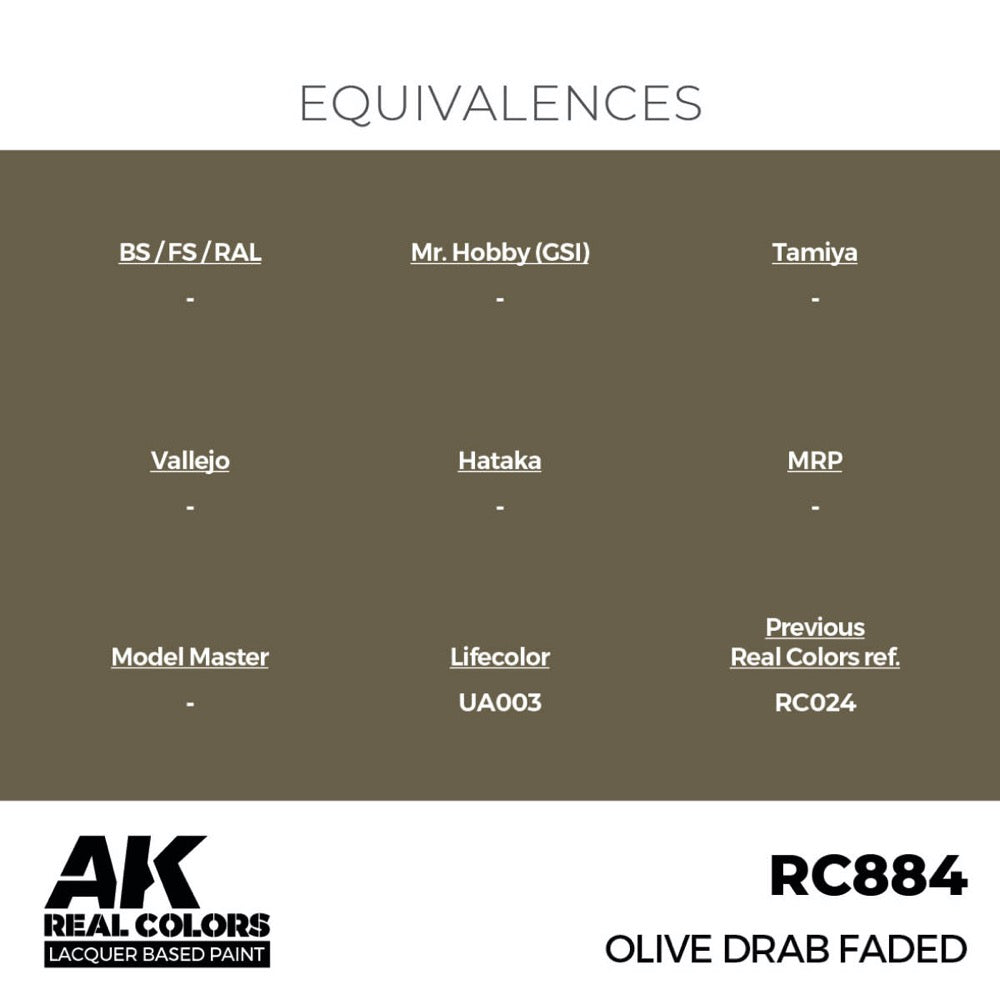 AK Interactive RC884 Real Colors Olive Drab Faded 17ml Lacquer Paint