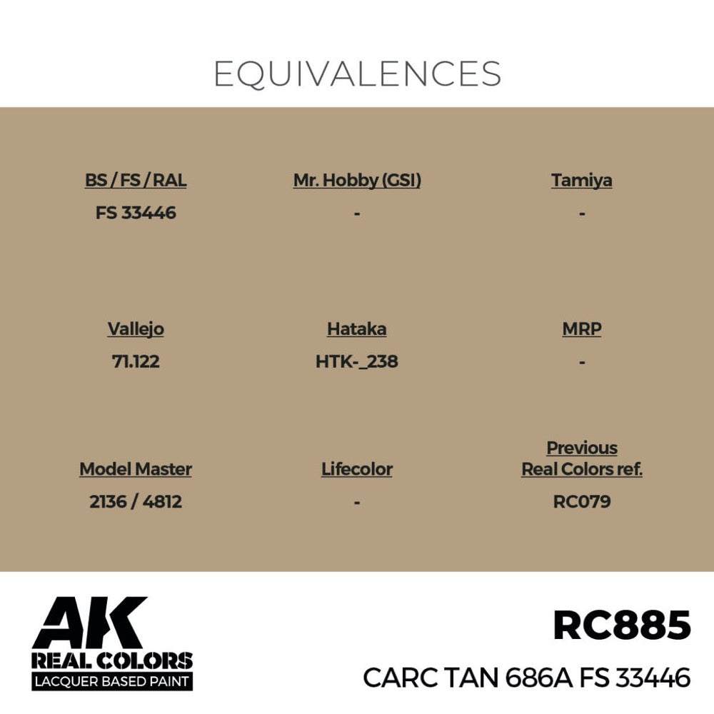 AK Interactive RC885 Real Colors CARC Tan 686A FS 33446 17ml Lacquer Paint