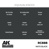 AK Interactive RC888 Real Colors NATO Black 17ml Lacquer Paint