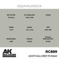 AK Interactive RC889 Real Colors Light Gull Grey FS 16440 17ml Lacquer Paint