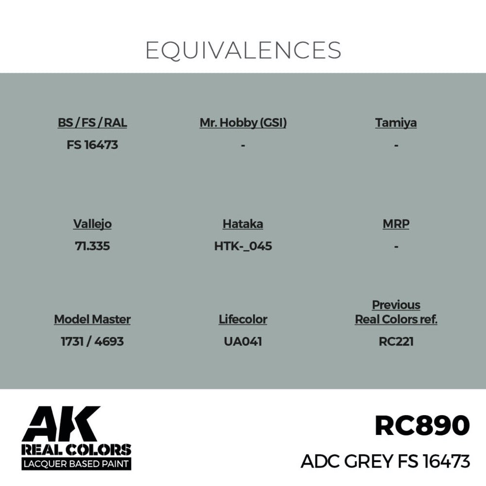 AK Interactive RC890 Real Colors ADC Grey FS 16473 17ml Lacquer Paint