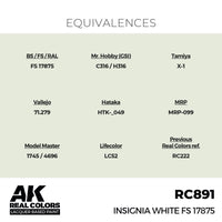 AK Interactive RC891 Real Colors Insignia White FS 17875 17ml Lacquer Paint