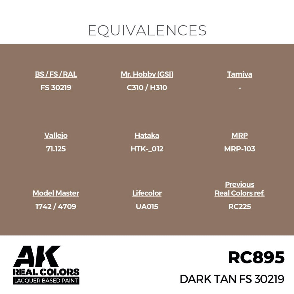 AK Interactive RC895 Real Colors Dark Tan FS 30219 17ml Lacquer Paint