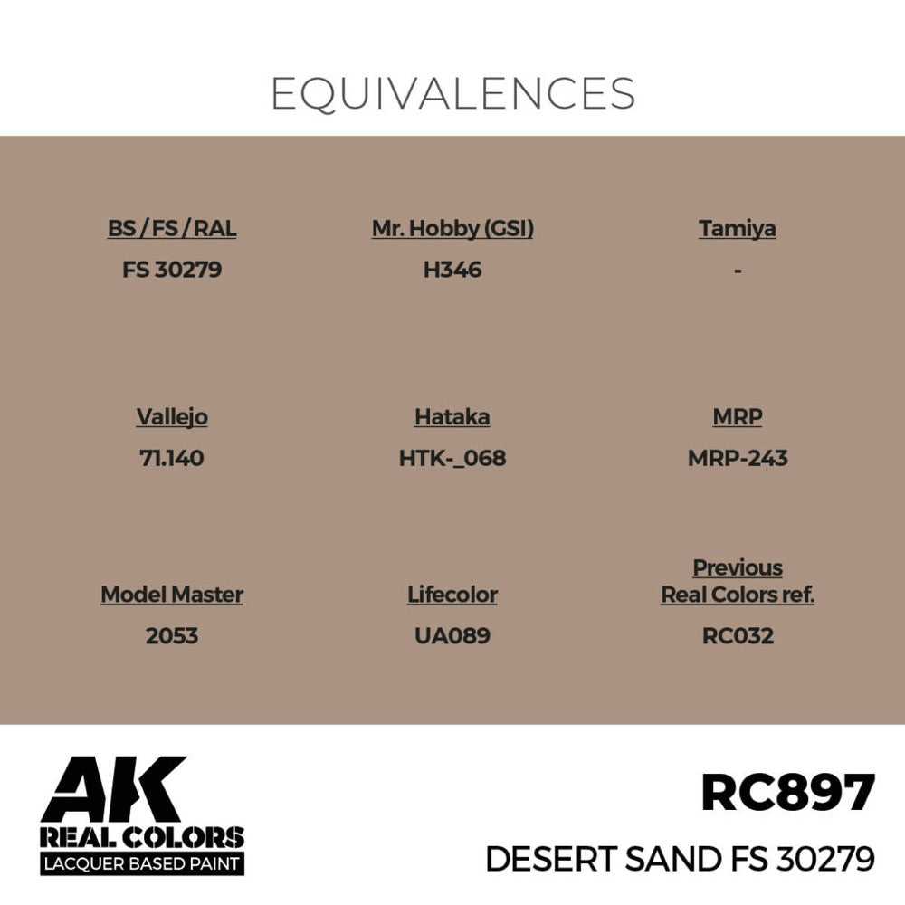 AK Interactive RC897 Real Colors Desert Sand FS 30279 17ml Lacquer Paint