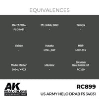 AK Interactive RC899 Real Colors US Army Helo Drab FS 34031 17ml Lacquer Paint