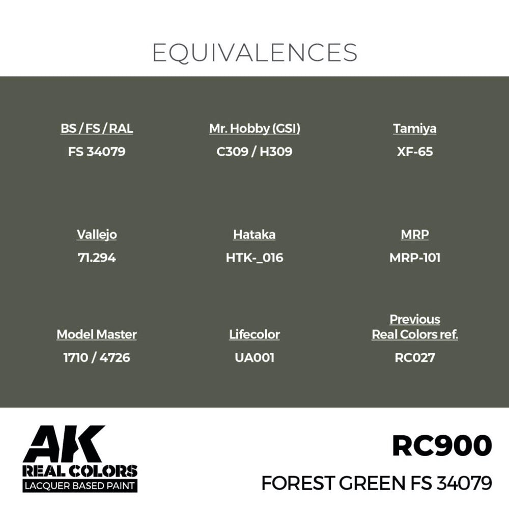 AK Interactive RC900 Real Colors Forest Green FS 34079 17ml Lacquer Paint