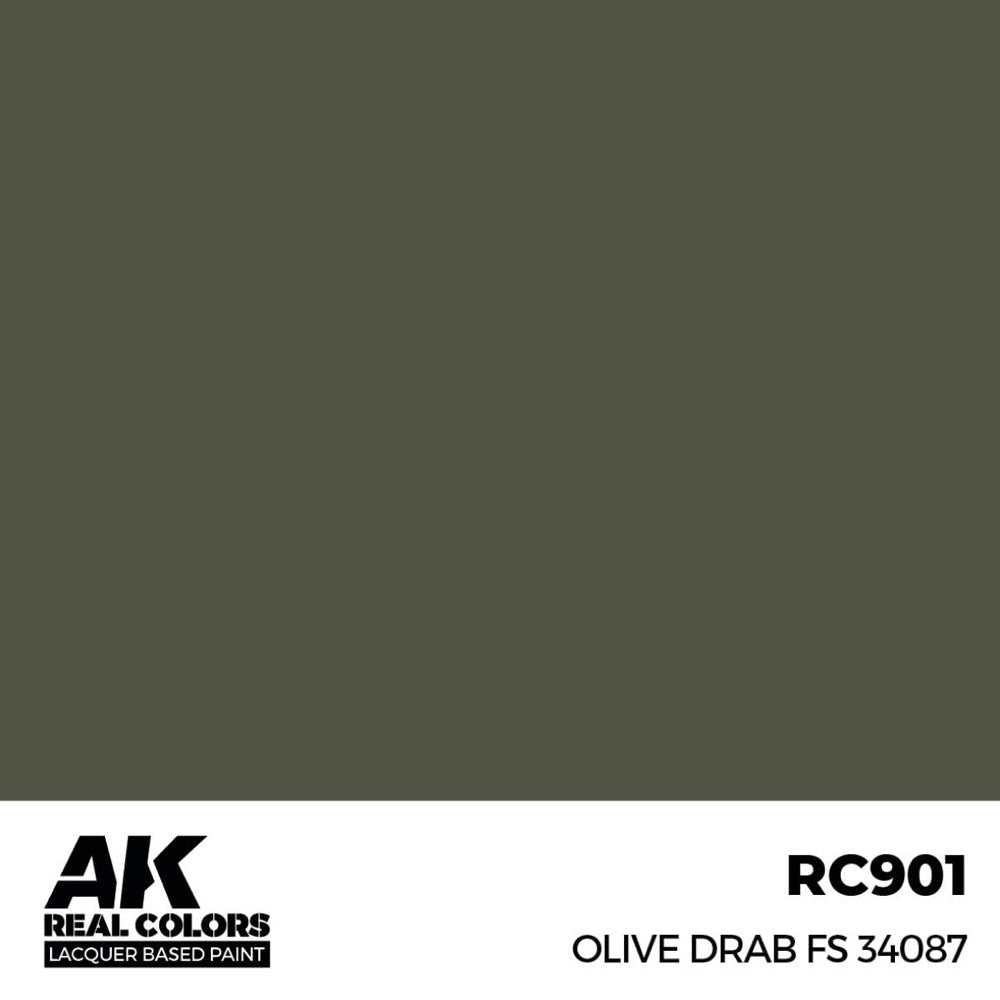 AK Interactive RC901 Real Colors Olive Drab FS 34087 17ml Lacquer Paint