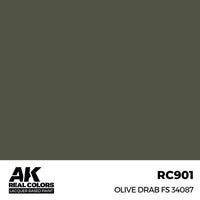 AK Interactive RC901 Real Colors Olive Drab FS 34087 17ml Lacquer Paint