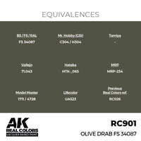 AK Interactive RC901 Real Colors Olive Drab FS 34087 17ml Lacquer Paint