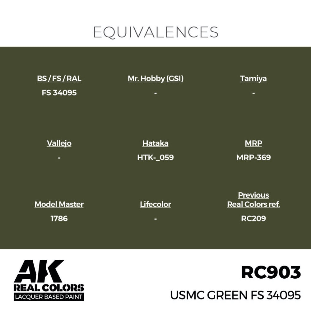 AK Interactive RC903 Real Colors USMC Green FS 34095 17ml Lacquer Paint
