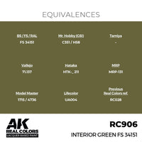 AK Interactive RC906 Real Colors Interior Green FS 34151 17ml Lacquer Paint