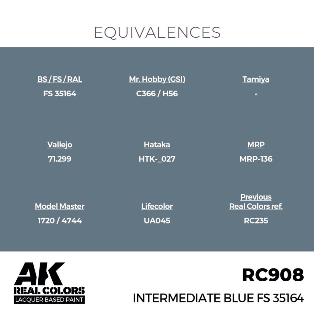 AK Interactive RC908 Real Colors Intermediate Blue FS 35164 17ml Lacquer Paint