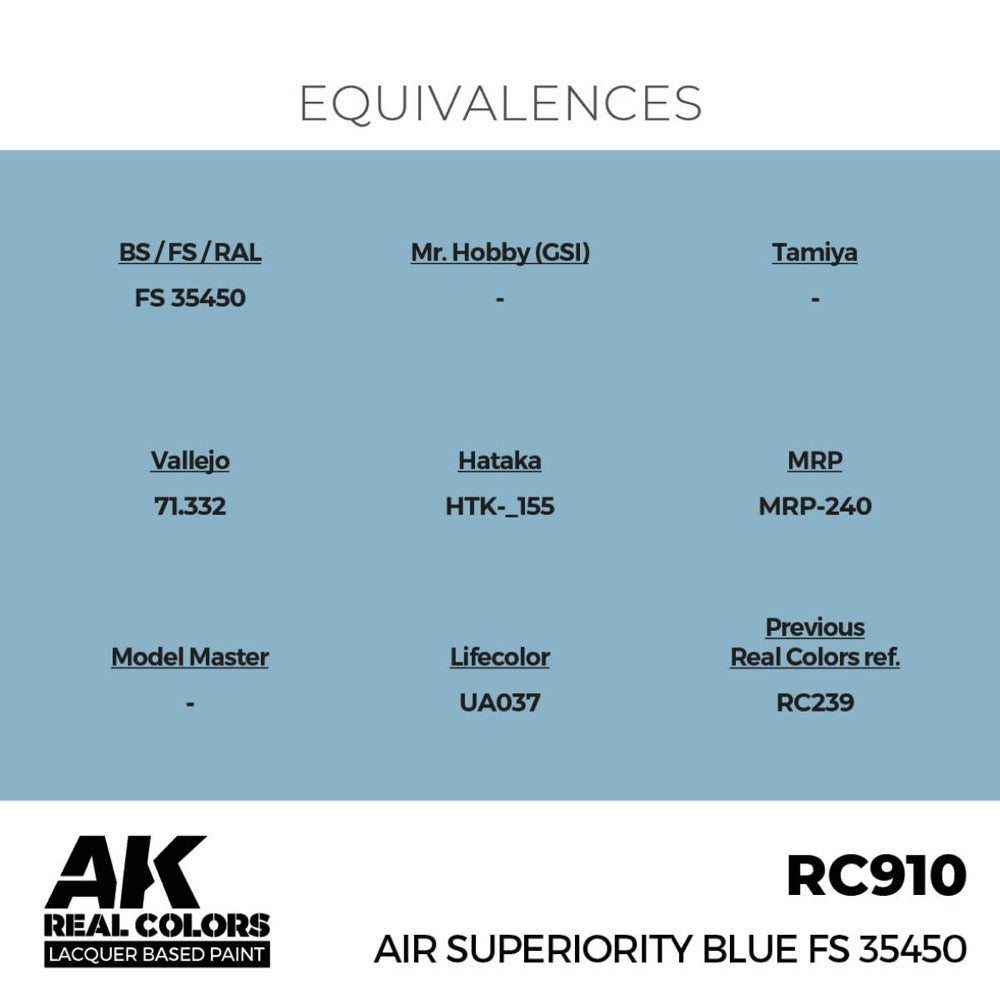 AK Interactive RC910 Real Colors Air Superiority Blue FS 35450 17ml Lacquer Paint