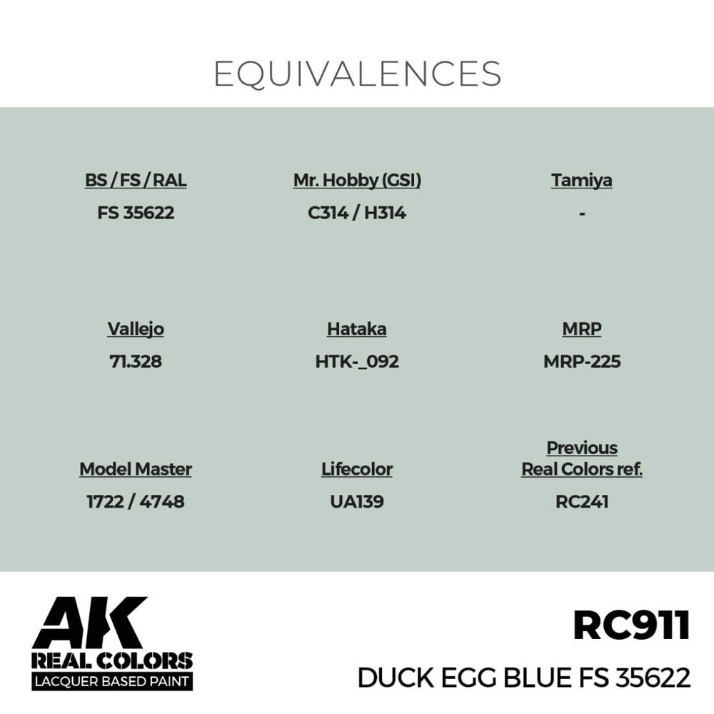 AK Interactive RC911 Real Colors Duck Egg Blue FS 35622 17ml Lacquer Paint