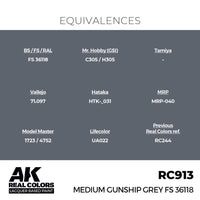 AK Interactive RC913 Real Colors Medium Gunship Grey FS 36118 17ml Lacquer Paint
