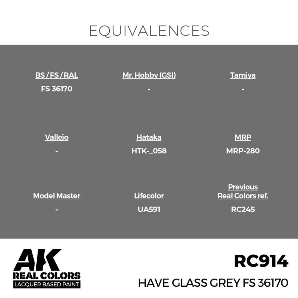 AK Interactive RC914 Real Colors Have Glass Grey FS 36170 17ml Lacquer Paint