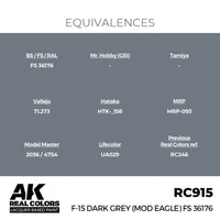 AK Interactive RC915 Real Colors F-15 Dark Grey MOD EAGLE FS 36176 17ml Lacquer Paint