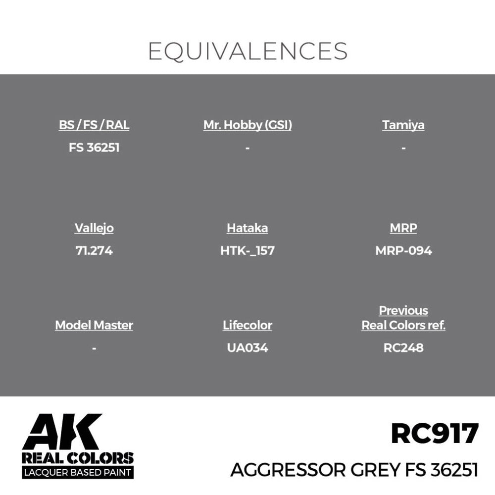 AK Interactive RC917 Real Colors Aggressor Grey FS 36251 17ml Lacquer Paint