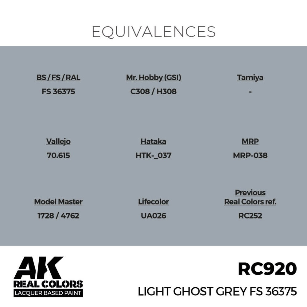AK Interactive RC920 Real Colors Light Ghost Grey FS 36375 17ml Lacquer Paint