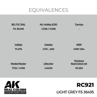 AK Interactive RC921 Real Colors Light Grey FS 36495 17ml Lacquer Paint