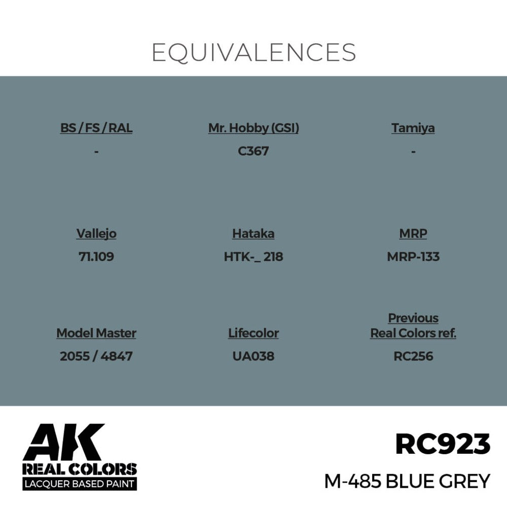 AK Interactive RC923 Real Colors M-485 Blue Grey 17ml Lacquer Paint