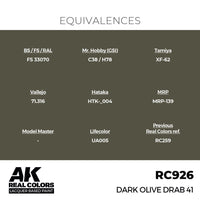 AK Interactive RC926 Real Colors Dark Olive Drab 41 17ml Lacquer Paint