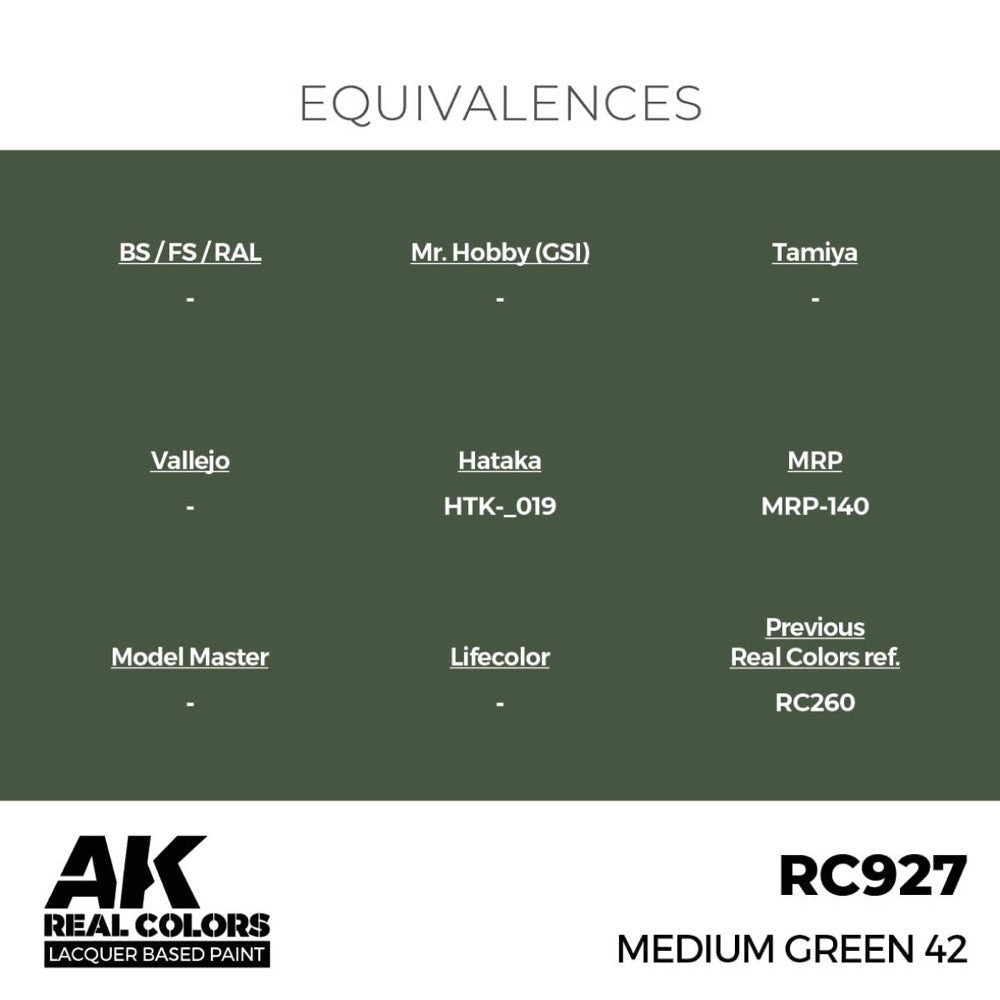 AK Interactive RC927 Real Colors Medium Green 42 17ml Lacquer Paint
