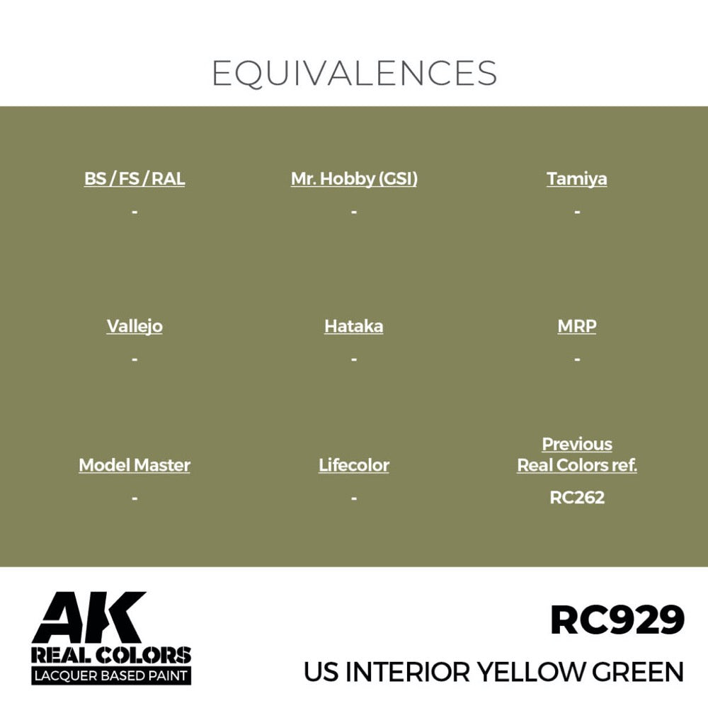 AK Interactive RC929 Real Colors US Interior Yellow Green 17ml Lacquer Paint