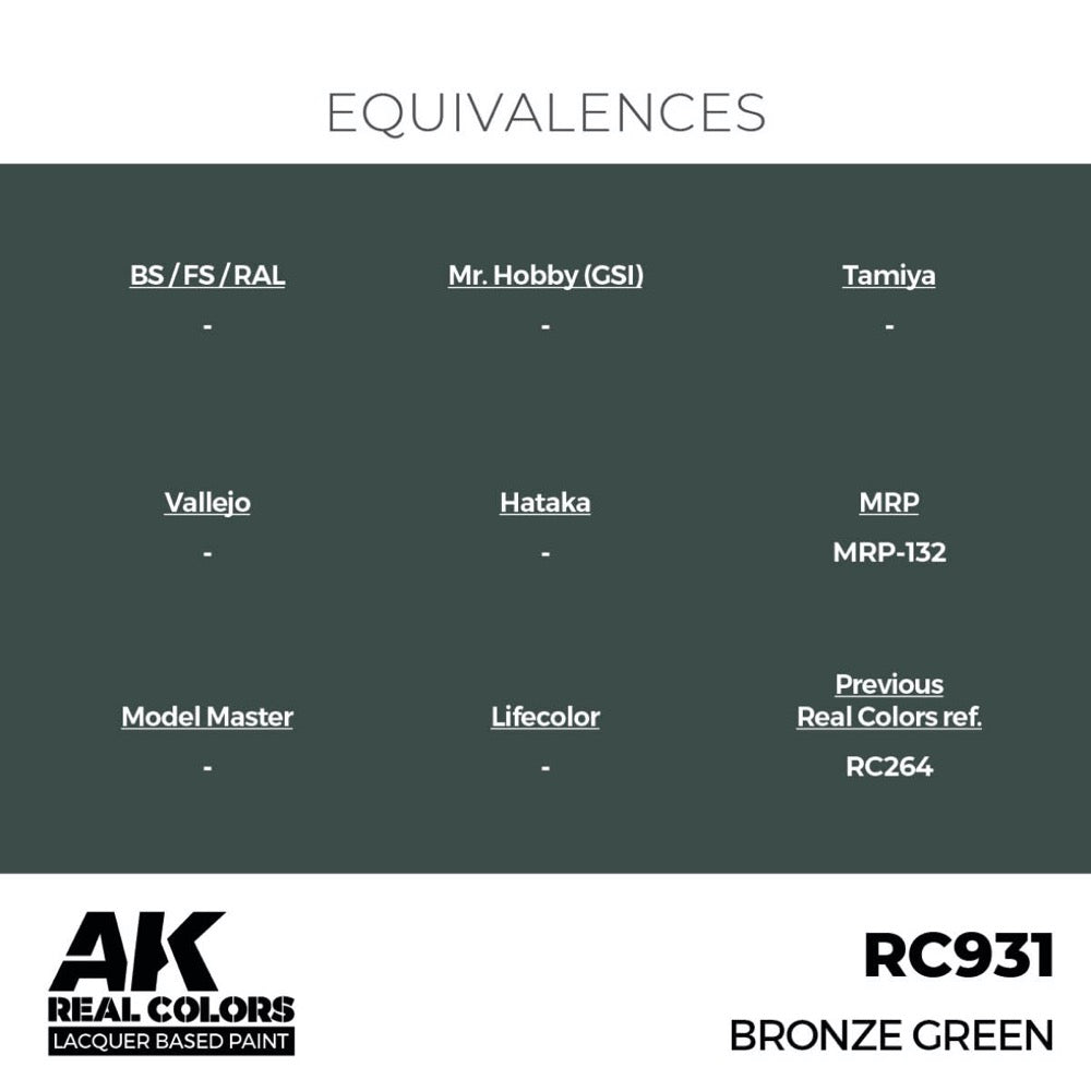 AK Interactive RC931 Real Colors Bronze Green 17ml Lacquer Paint
