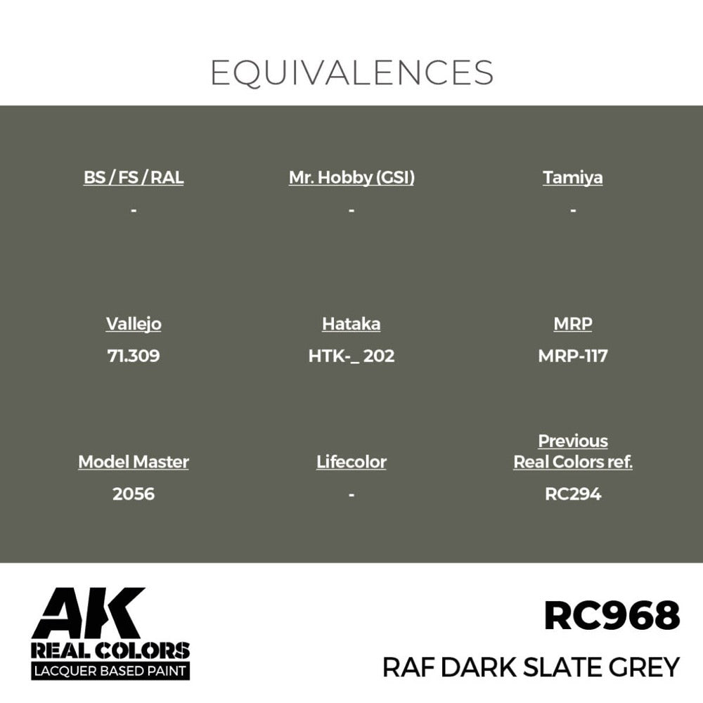 AK Interactive RC968 Real Colors RAF Dark Slate Grey 17ml Lacquer Paint
