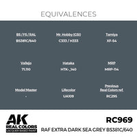AK Interactive RC969 Real Colors RAF Extra Dark Sea Grey BS381C/640 17ml Lacquer Paint