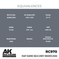 AK Interactive RC970 Real Colors RAF Dark Sea Grey BS381C/638 17ml Lacquer Paint