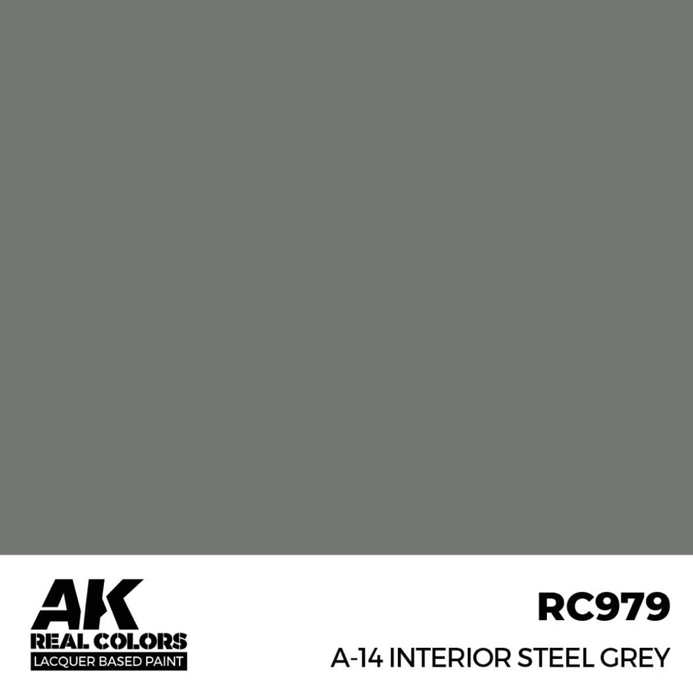 AK Interactive RC979 Real Colors A-14 Interior Steel Grey 17ml Lacquer Paint