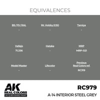 AK Interactive RC979 Real Colors A-14 Interior Steel Grey 17ml Lacquer Paint