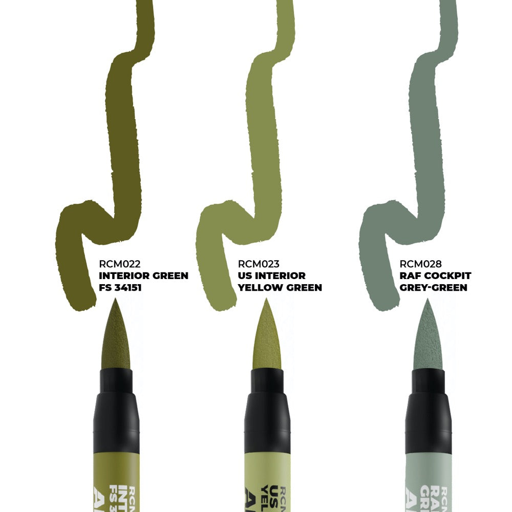 AK interactive RC109 Real Colors Markers WWII Allied Aircraft Cockpit Colors Set x 3