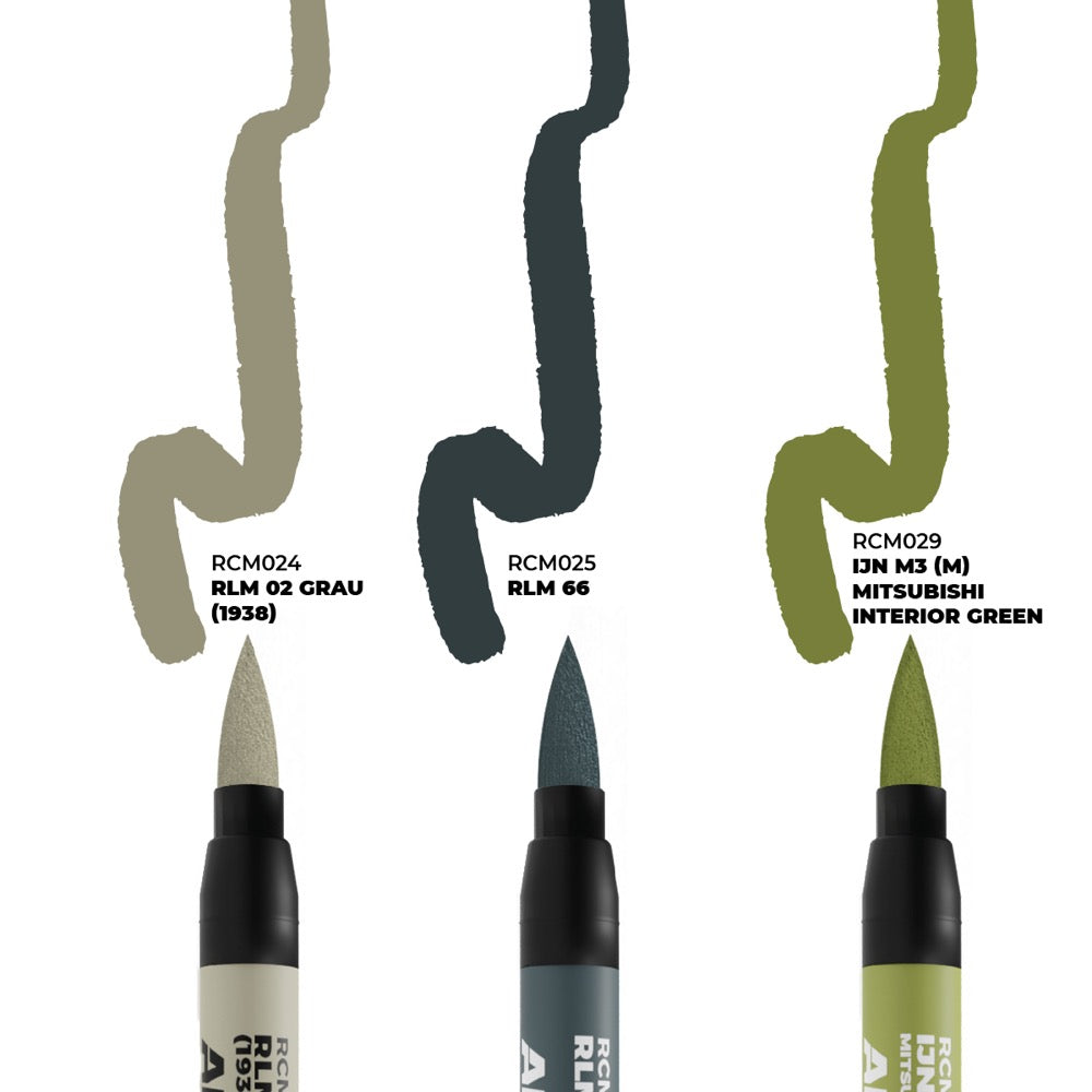 AK interactive RC110 Real Colors Markers WWII Axis Aircraft Cockpit Colors Set x 3
