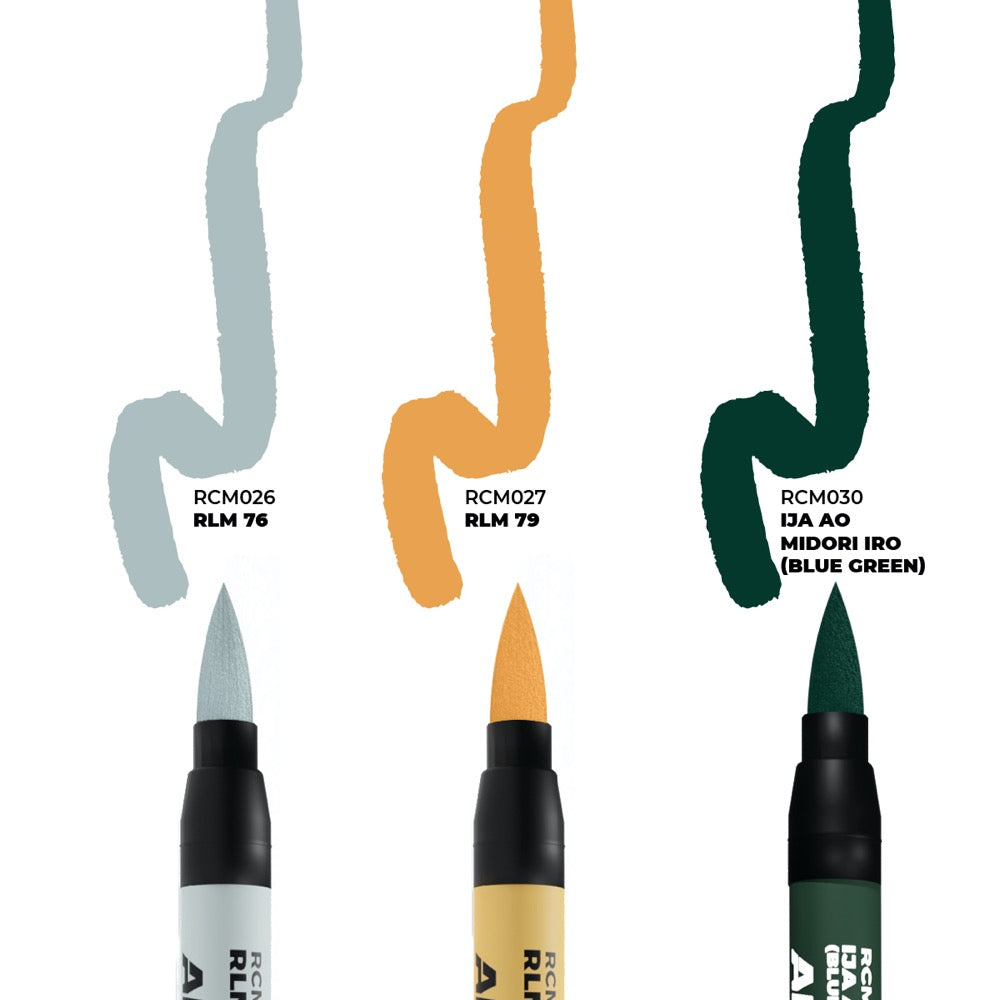 AK interactive RC111 Real Colors Markers WWII Axis Aircraft Squiggle Camouflage Colors Set x 3