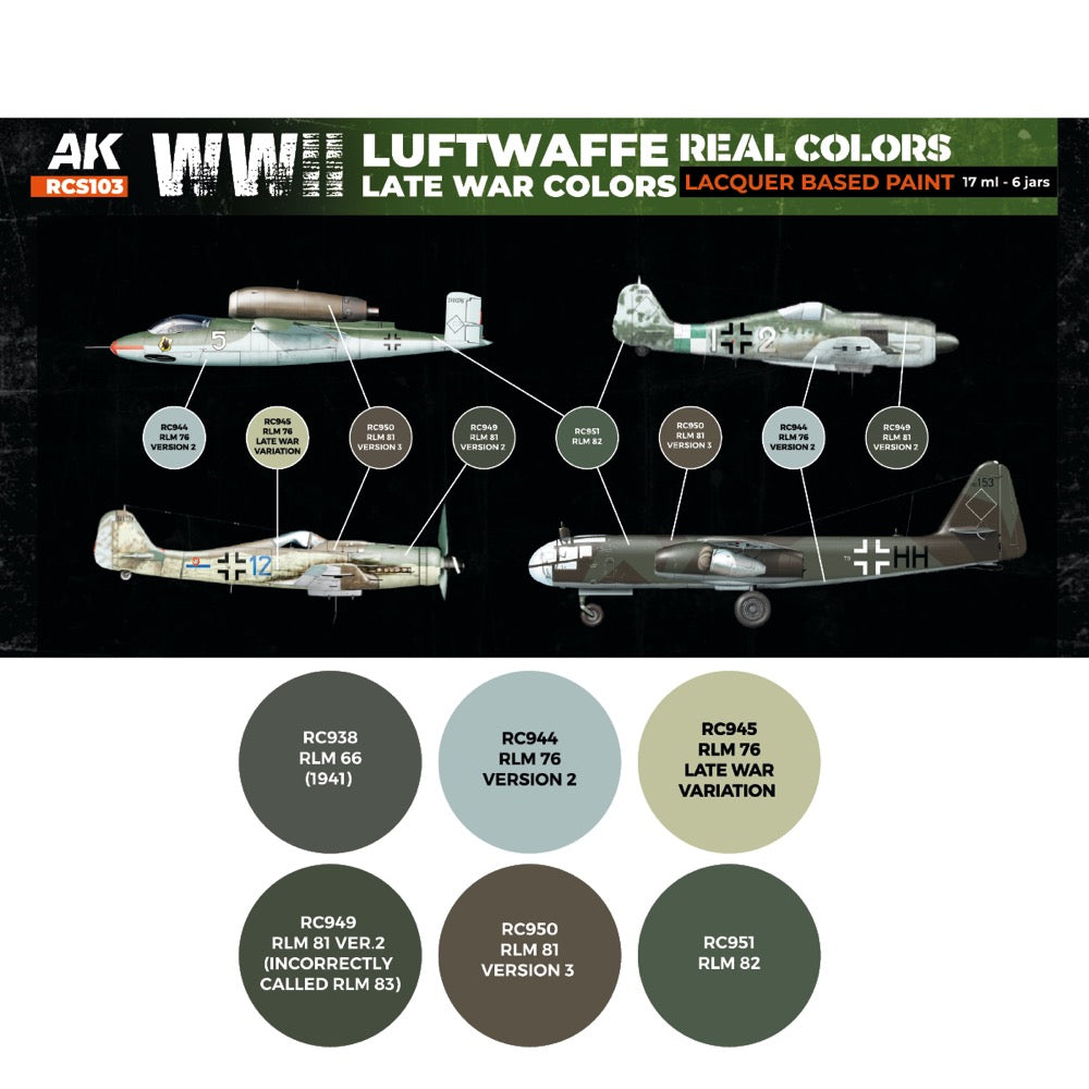AK Interactive RCS103 Real Colors Set WWII Luftwaffe Late War Colours