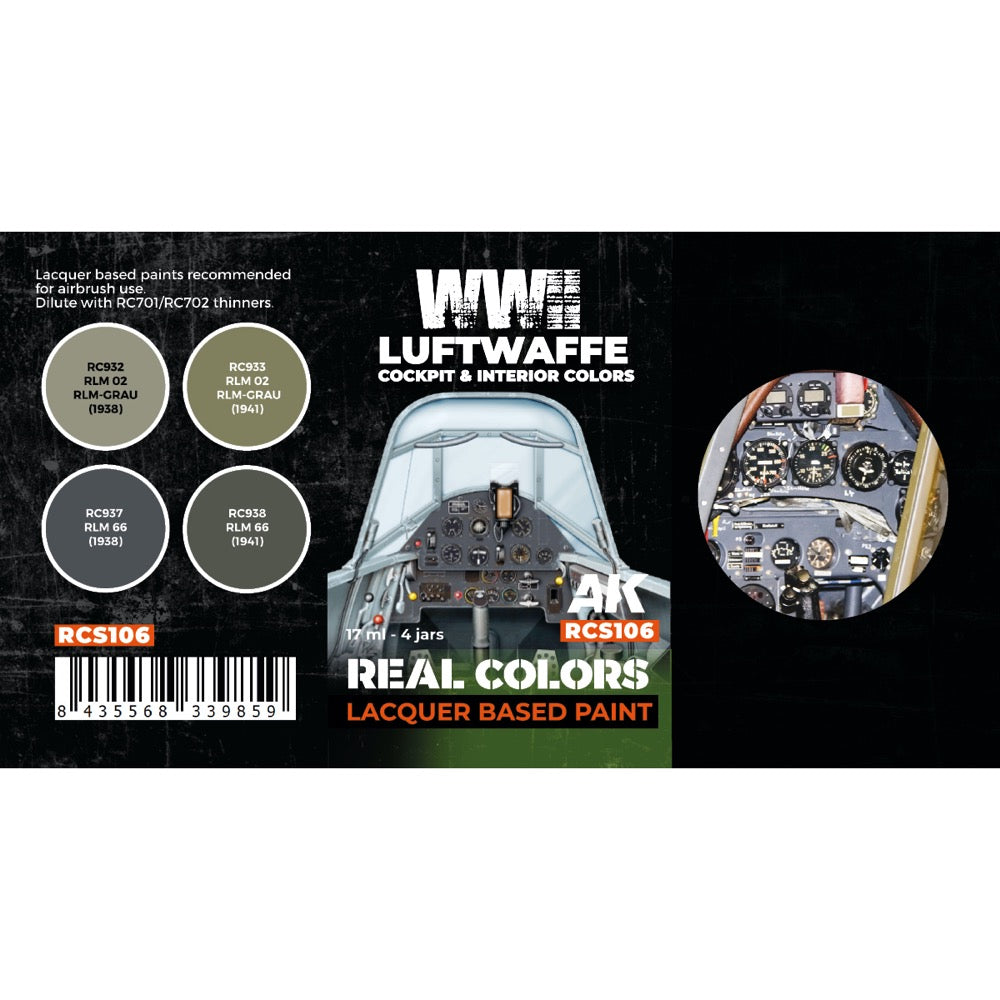 AK Interactive RCS106 Real Colors Set WWII Luftwaffe Cockpit & Interior Colours