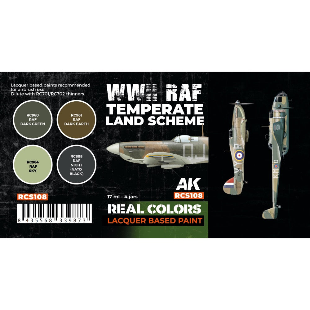 AK Interactive RCS108 Real Colors Set WWII RAF Temperate Land Scheme