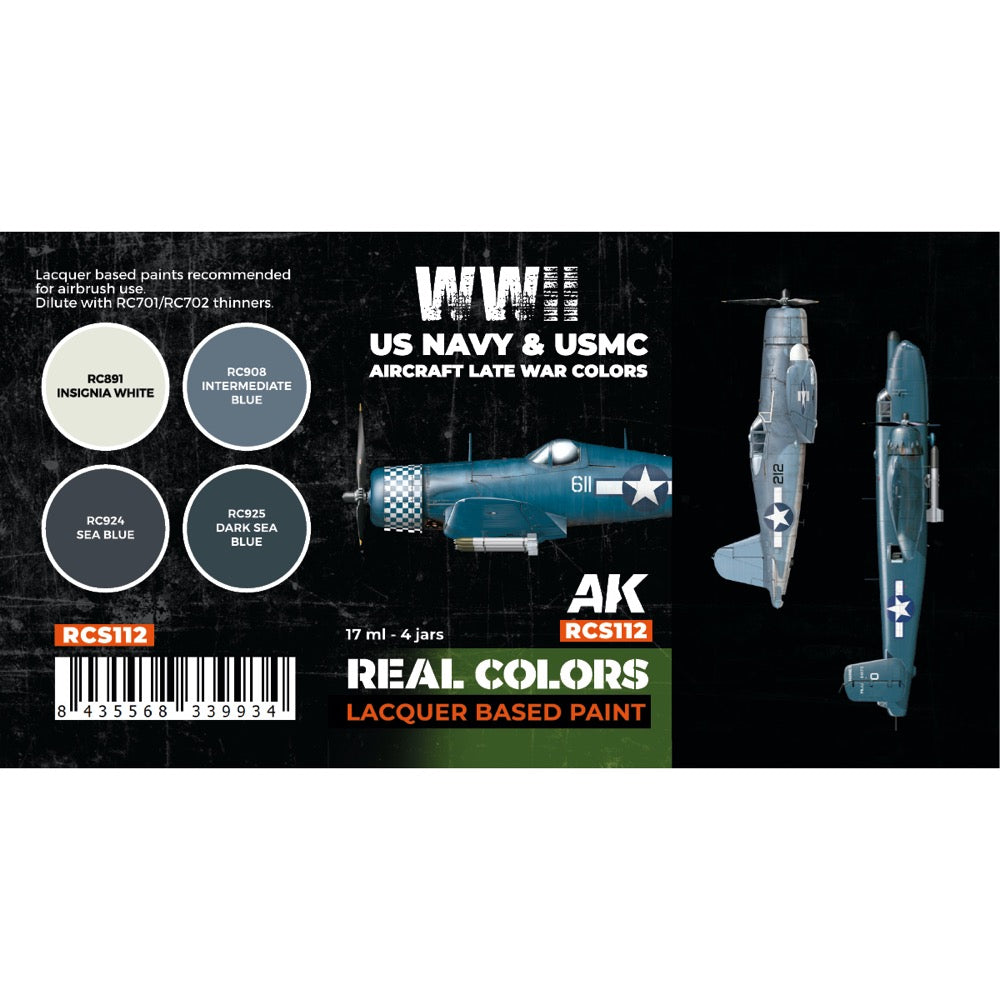 AK Interactive RCS112 Real Colors Set WWII US Navy & USMC Aircraft Late War Colours